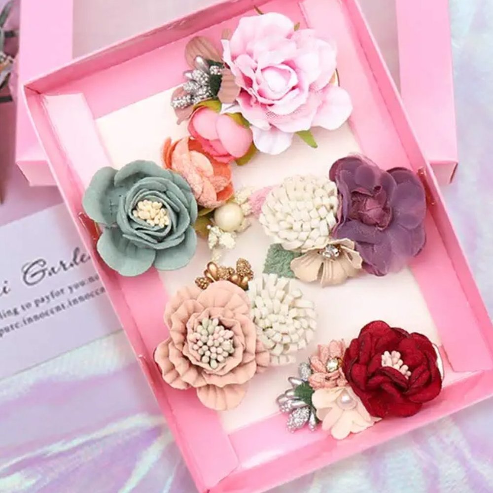 5pcs Floral Hair Clips Flowers Crown Hairpins Rose Beach Party Bridal